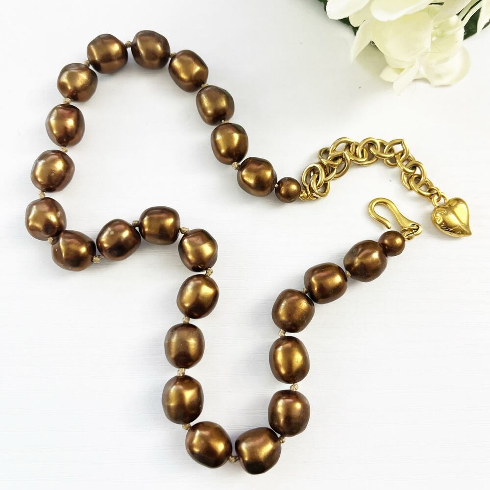 Carolee Vintage 70's Copper Beaded Choker Necklace